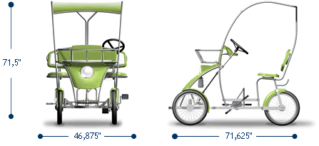 Dimensions Quad3 - Hauteur: 71,5 po, Largeur: 46,875po, Longueur: 71,625 po